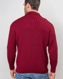 Extra Fine Merino Wool Button Neck Sweater - Berry
