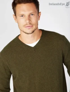 Extra Fine V Neck Sweater Green