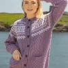 Fairisle Merino Wool Cardigan Lavender