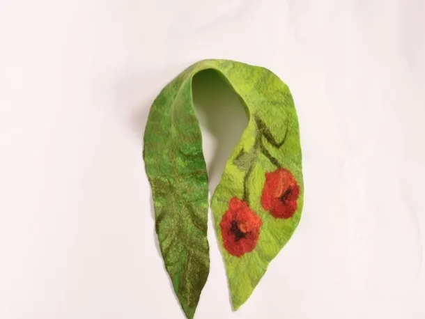 Felt Leaf Scarf Poppy Flower