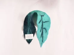 Felt Wool Leaf Scarf Blue