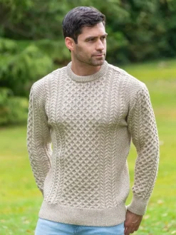 Fisherman Aran Sweater Parsnip Merino Wool