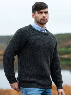 Fisherman Rib Crew Sweater Charcoal