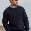 Fisherman Ribbed Crew Navy