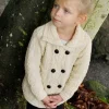Girls Double Breasted Coat Natural