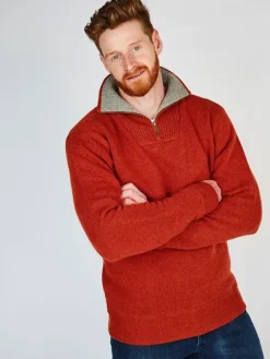 Half Zip Lambswool Sweater Russet