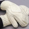 Hand Knit Aran Mittens Natural