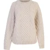 Handknit Womens Plus Size Aran Sweater Beige