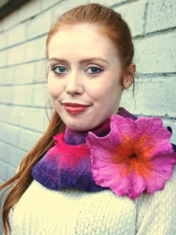Handmade Felt Wool Flower Scarf