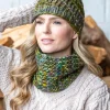Handmade in Ireland - Snood and Bobble Hat Set - Green
