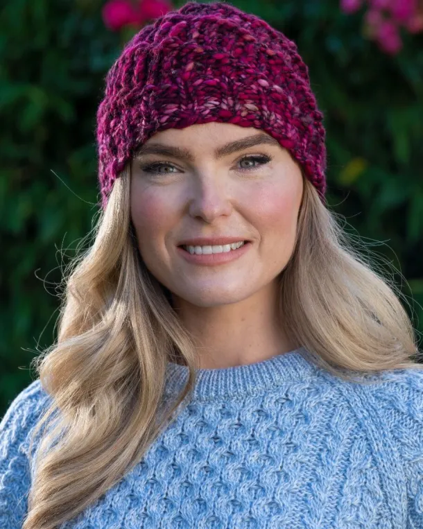Handmade in Ireland - Super Soft Merino Wool Hat Fuschia