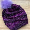 Handmade in Ireland - Super Soft hat with pom pom- Purple