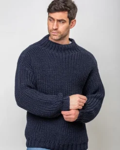 Heavy Ribbed Merino Wool Sweater Navy