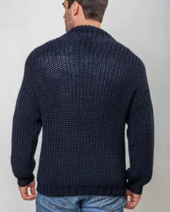 Heavy Ribbed Merino Wool Sweater Navy
