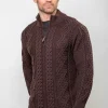 Heavyweight Extra Fine Merino Wool Half Zip Sweater - Brown