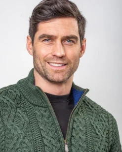 Heavyweight Extra Fine Merino Wool Half Zip Sweater - Forest Green