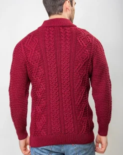 Heavyweight Extra Fine Merino Wool Half Zip Sweater - Berry