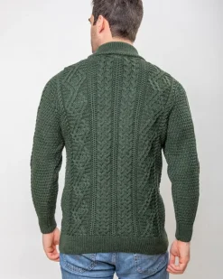 Heavyweight Extra Fine Merino Wool Half Zip Sweater - Forest Green