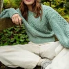 Honeysuckle Cropped Aran Sweater Sage
