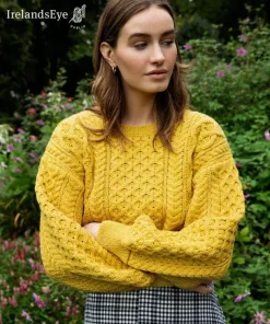 Honeysuckle Cropped Aran Sweater Sunflower