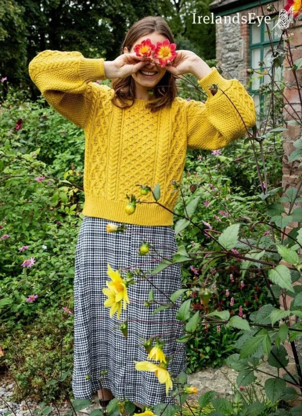 Honeysuckle Cropped Aran Sweater Sunflower