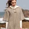 Hooded Tweed Cape - Natural