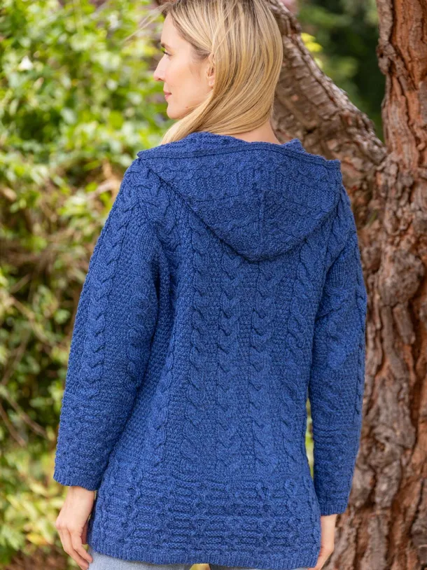 Hooded Zip Coat - Blue Marl