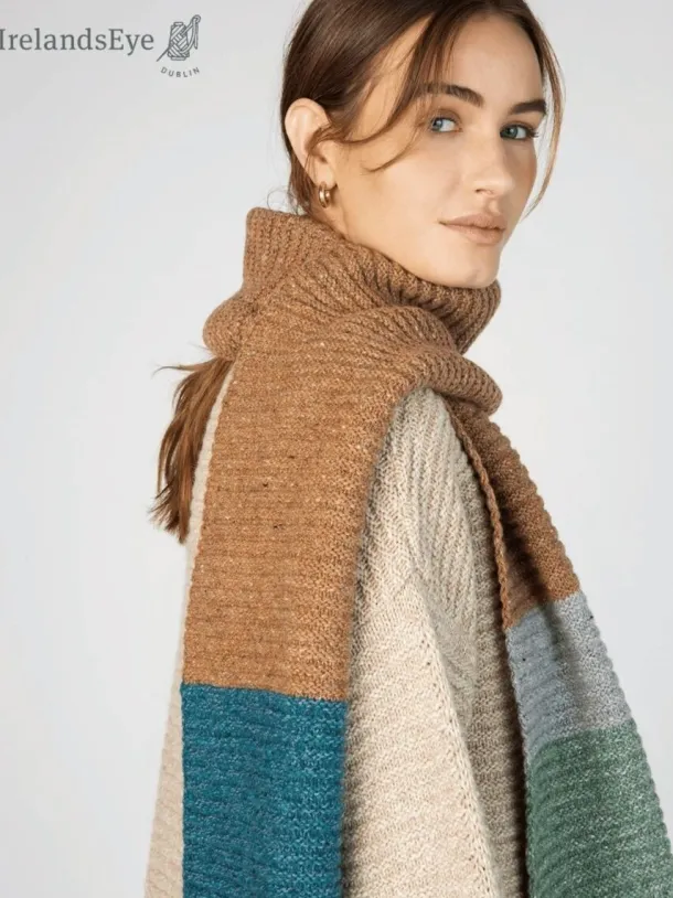 IrelandsEye Knitwear u2018Elderu2019 Contrast Panel Scarf