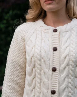 Irish Aran Cardigan Natural