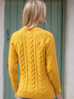 Irish Aran Cardigan Yellow