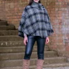 Irish Tweed Poncho Grey / Black Mix col.21