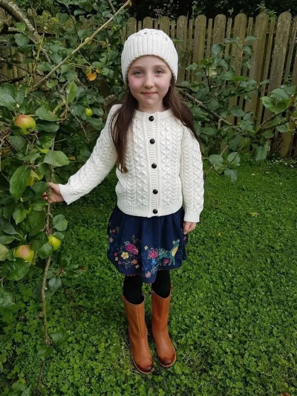 Kids Aran Cardigan Natural