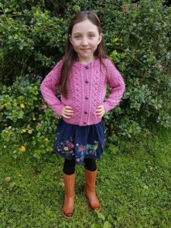 Kids Aran Cardigan Pink