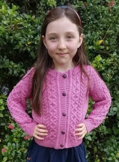 Kids Aran Cardigan Pink