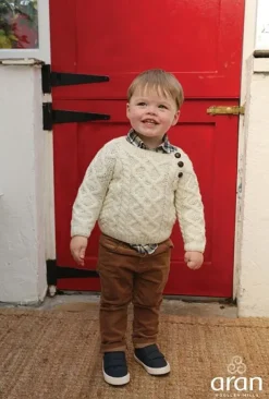 Kids Handknit Merino Sweater with button feature R404