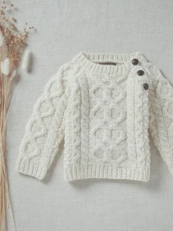 Kids Handknit Merino Sweater with button feature R404