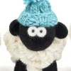 Knitted Sheep with Bobble Hat Teal Blue - Large