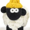 Knitted Sheep with Bobble Hat Yellow - Large