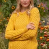 Ladies 100% Merino Wool Aran Sweater Sunshine