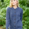 Ladies Cable Knit Cardigan Denim Marl