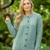 Ladies Cable Knit Cardigan Aqua