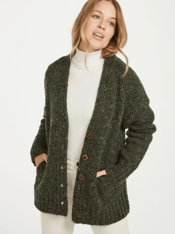 Ladies Donegal Cardigan Army