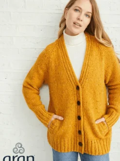 Ladies Donegal Cardigan Yellow