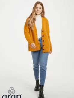 Ladies Donegal Cardigan Yellow