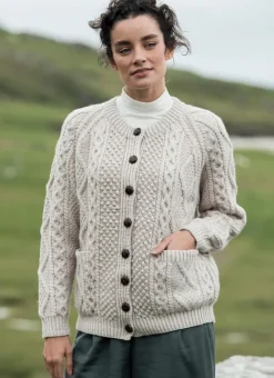 Ladies Handknit Cardigan Parsnip