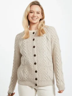 Ladies Handknit Cardigan Parsnip