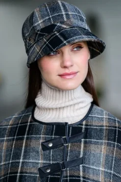 Ladies Irish Flapper Cap Grey / Black Mix Col: 21