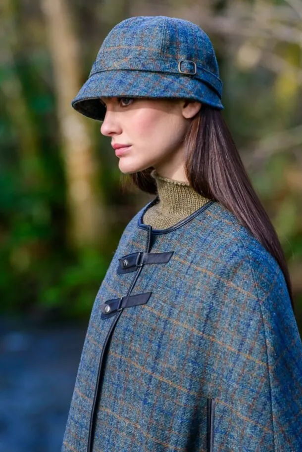 Ladies Irish Flapper Cap Green Brown Check Col: 782