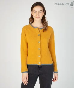Ladies Wool and Cashmere Cardigan Golden Ochre