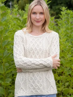 Lambay Lattice Cable Aran Sweater Natural